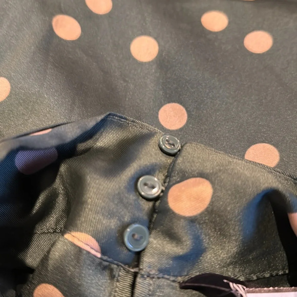 Zara Women’s Small Long Sleeve Blouse Polka Dot Satiny Ruched - Picture 7 of 7